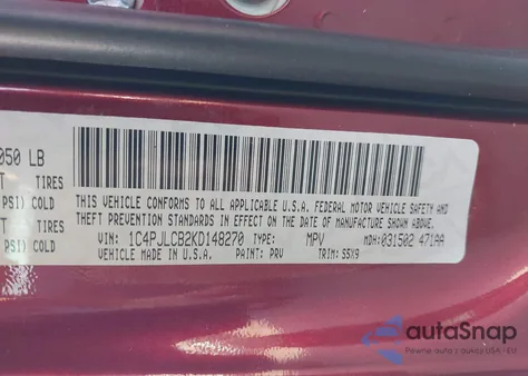 2019 Jeep Cherokee Latitude Fwd z USA, uszkodzony, nr VIN 1C4PJLCB2KD148270